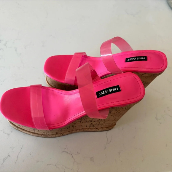 Nine West Rapps Platform Wedge Sandal In Pink Size: 8 - Picture 2 of 6